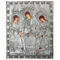 Икона Святая Троица, посеребрённый оклад
