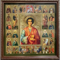 Икона "Святой Пантелеймон Целитель и Собор Святых"