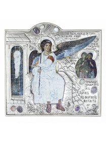 Икона "Белый Ангел. Воскресение" в окладе с камнями