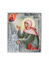 Икона "Святая Ксения Петербургская" в окладе, с серебрением и эмалью