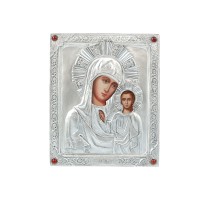 Икона Божией Матери Казанская (венчальная пара), посеребрённый оклад с камнями