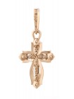 Крестик крестильный, комбинированное золото 585°, 4 бриллианта